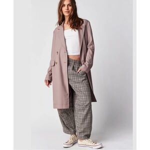 Free People Mauve Longline Blazer Trench Double-Breasted Size M